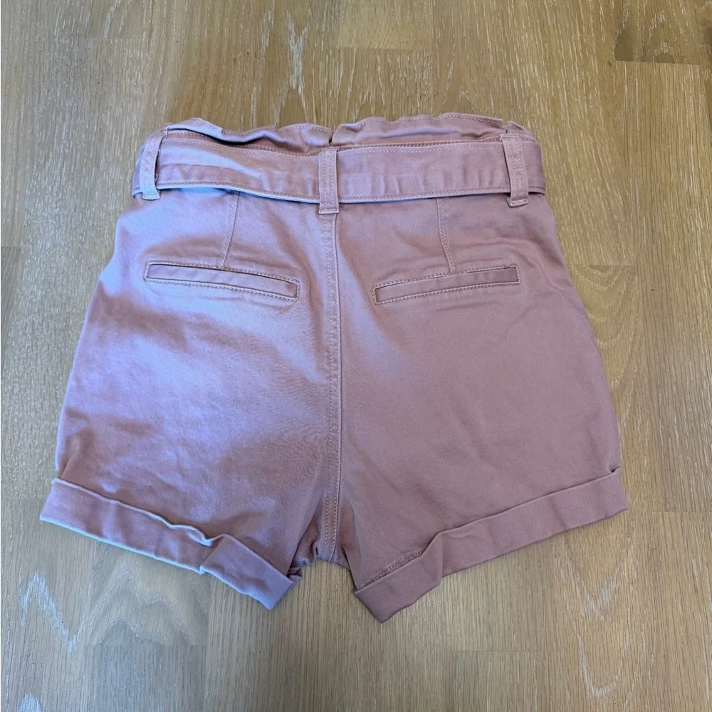 Express Extreme High Rise Shortie Shorts Pink Belted Size 2